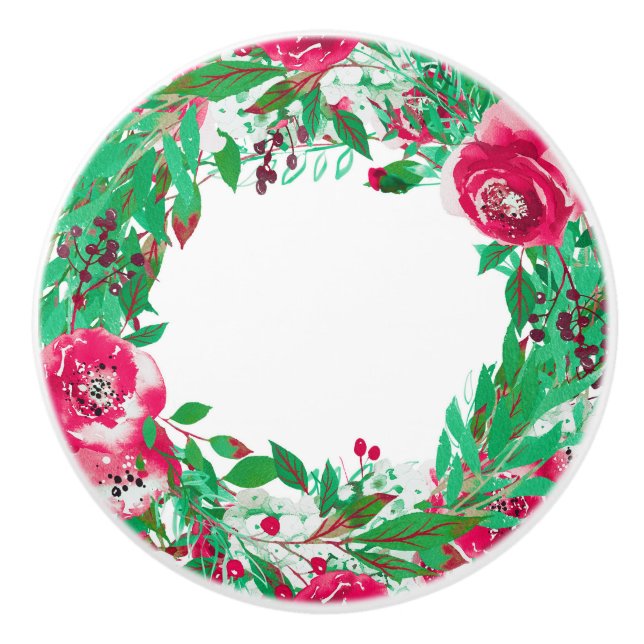 Röd Grönt Helgdag - Blommigt Blommor Vinter Knopp (Framsidan)