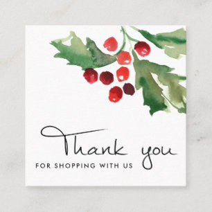 RÖD GRÖNT HELT BERRY CHRISTMAS TACK LOGOTYP FYRKANTIGT VISITKORT