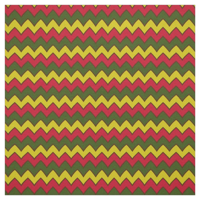 Röd Grönt Hippie Chevron ZigZag Boho Mönster Tyg (Provkarta)