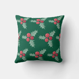 Röd/Grönt Holly bär mönster Kudde