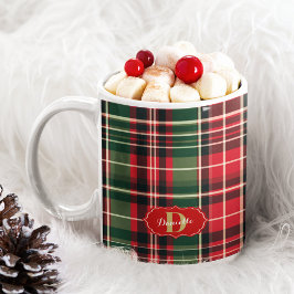 Röd Grönt Jul Festive Play Monogram Helgdag Kaffemugg