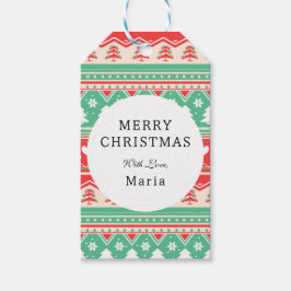 Röd & Grönt Julgran Kärlek - Festive Helgdag Presentetikett