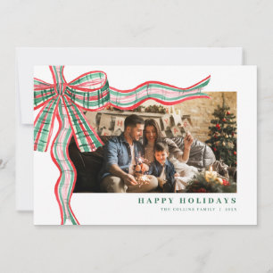 Röd Grönt - julklapp Bow Photo Helgdag Card Julkort