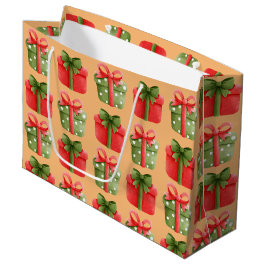 Röd, Grönt julklapp Orange Large Gift Bag