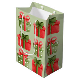 Röd, Grönt julklappar Pastel Medium Gift Bag