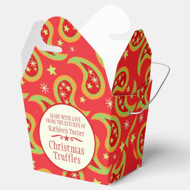 Röd grönt julstjärna, paisley-presentlåda presentaskar (Öppnad)