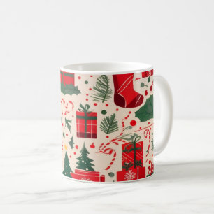 Röd Grönt Kaffe Mugg i Mönster under jul
