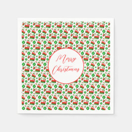 Röd Grönt Kute Julafton Festive Roligt Helgdag Dec Pappersservett