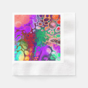 Röd, Grönt, Lila Colorful Digital Fluid Art Pappersservett