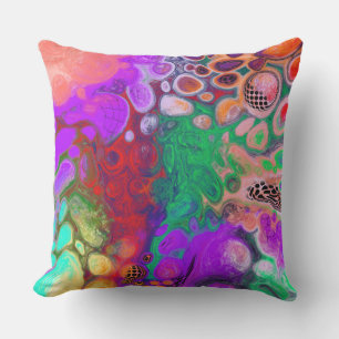 Röd, Grönt Lila Colorful Fluid Art Kudde