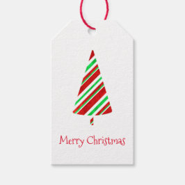 Röd Grönt Märkre för vattenfärgen Stripe Träd Gift Presentetikett