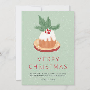 Röd grönt mistletoe God jul tårta Kort