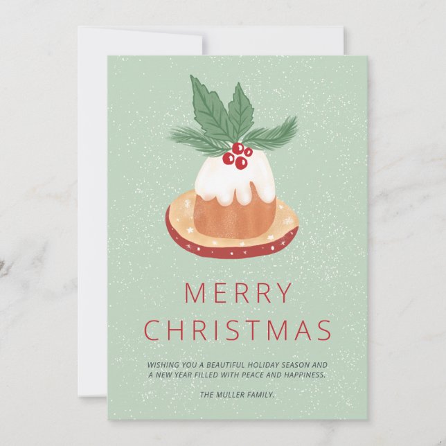 Röd grönt mistletoe God jul tårta Kort (Framsida)