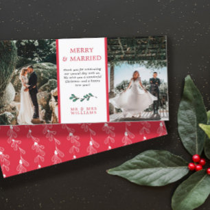 Röd Grönt Mistletoe Merry Married jul Tack Kort