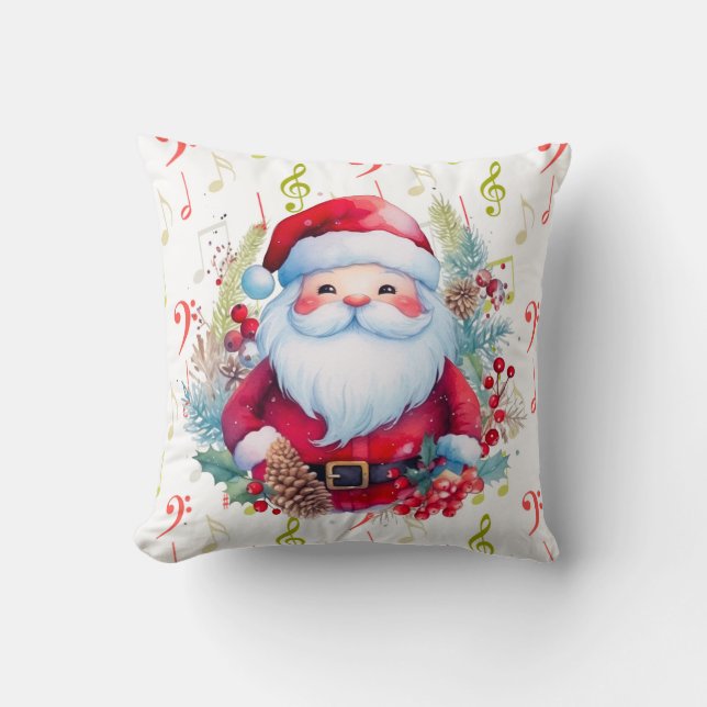 Röd Grönt Musik noter och Jultomten Kudde (Framsida)
