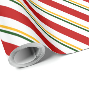 Röd Grönt och Guld Candy cane-jul Presentpapper