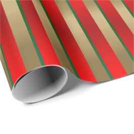 Röd, Grönt och Guld Jul Rand Presentpapper