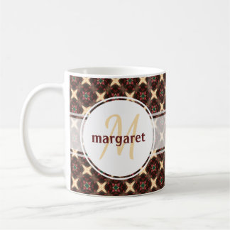 Röd Grönt och Guld Monogram Kaffemugg