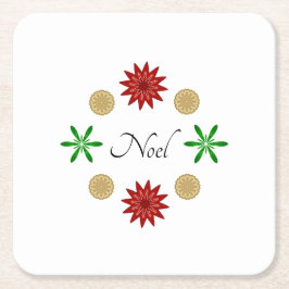 Röd Grönt och Guld Noel Underlägg Papper Kvadrat