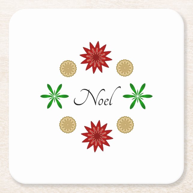 Röd Grönt och Guld Noel Underlägg Papper Kvadrat (Framsidan)