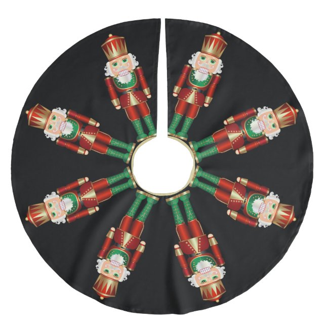Röd Grönt och Guld Nutcrackers Julgransmatta Borstad Polyester (Framsidan)
