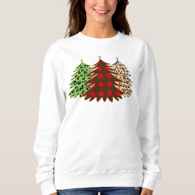 Röd, Grönt och Guld-utskrift och utskriven Julgran T Shirt (Framsida)