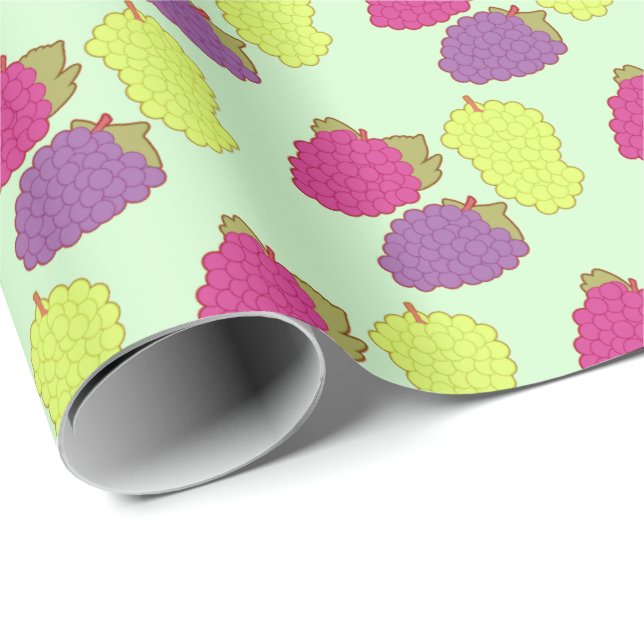 Röd, Grönt och Lila druvor Presentpapper (Rullad Hörn)