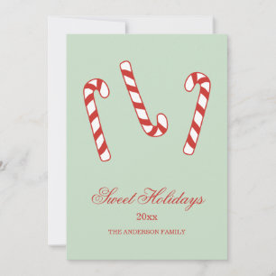 Röd, Grönt och vit Candy cane-jul Mönster Julkort