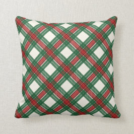 Röd Grönt och vit jul Tartan Play Kudde