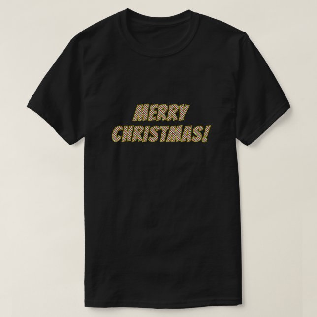 Röd, Grönt och vit strimlad "GOD JUL!" T Shirt (Design framsida)