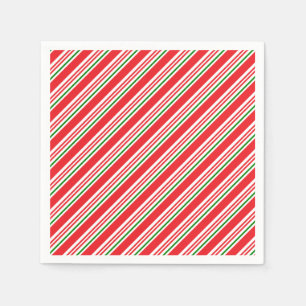 Röd Grönt och Vita Candy cane Mönster Anpassningsb Pappersservett