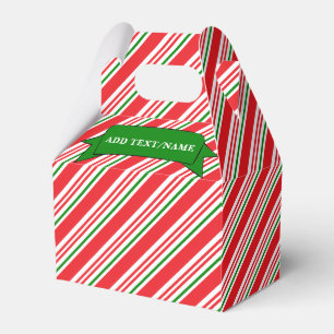 Röd Grönt och Vita Candy cane Mönster Anpassningsb Presentaskar