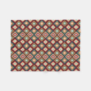 Röd Grönt Orange Gult Black White Oriental Kilim Fleecefilt