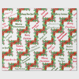 Röd, Grönt Papper figursättning för jultypografi Presentpapper