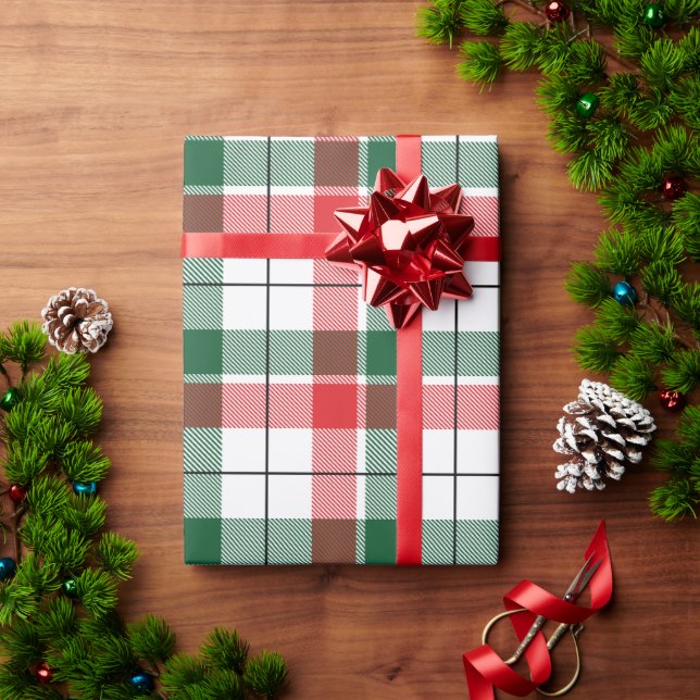 Röd Grönt Play Helgdag Traditionell jul Presentpapper (Julgåva)