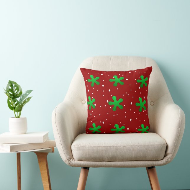 röd grönt, punkt christmas kudde (Stol)