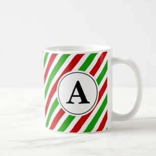 Röd Grönt Rand julmonogram Kaffemugg