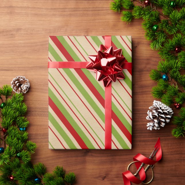 Röd Grönt, rand Mönster-insvällning Papper Presentpapper (Julgåva)