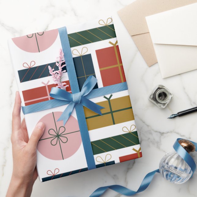 Röd Grönt Rosa Geometric Stil under jul Presentpapper (Gifting)