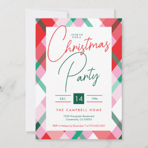 Röd Grönt Rosa Plade jul Party Inbjudningar