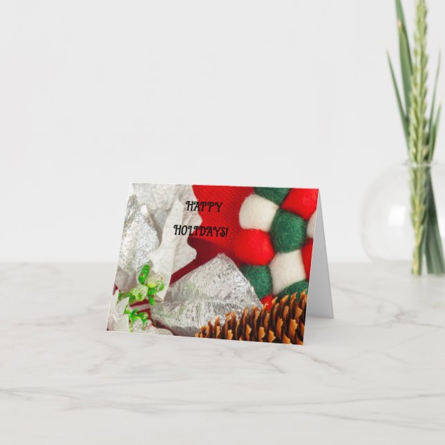 Röd, Grönt, Silver, Vit Helgkort (Framsida)