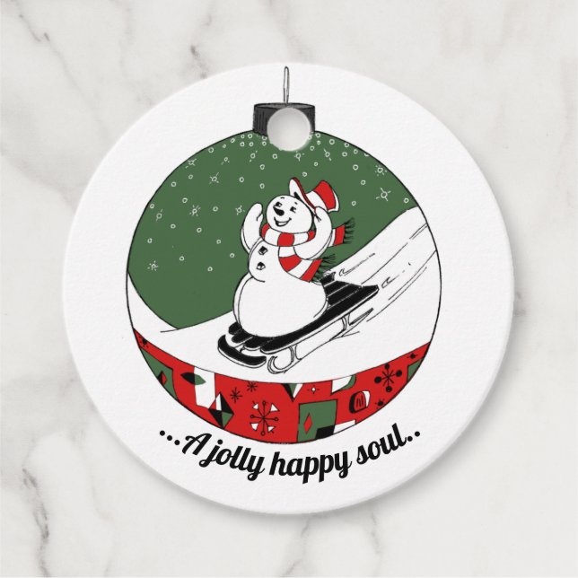 Röd/Grönt Snögubbe Gåvor Etiketter (Framsida)