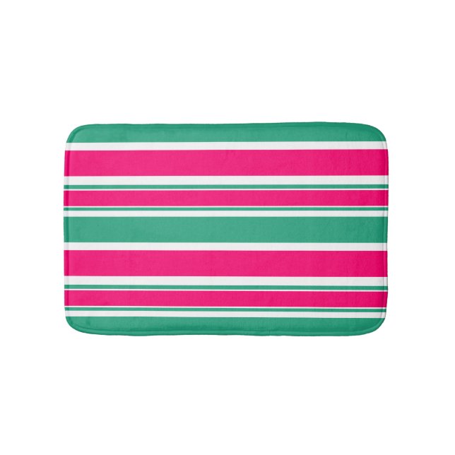 Röd-grönt stripe vågrät mönster badrumsmatta (Framsidan)