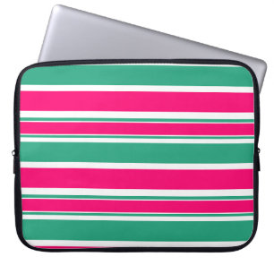 Röd-grönt stripe vågrät mönster laptop fodral