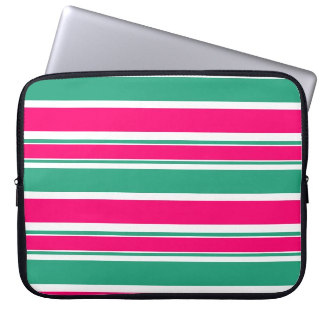 Röd-grönt stripe vågrät mönster laptop fodral (Framsidan)