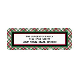 Röd & Grönt Tartan Play-Returadress Returadress Etikett