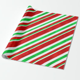 Röd Grönt Vattenfärg Candy cane Rand 2 Presentpapper