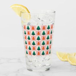 Röd Grönt, vattenfärg God jul träd mönster Glaskopp