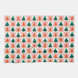 Röd Grönt, vattenfärg God jul träd mönster Kökshandduk