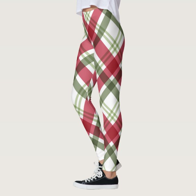 Röd Grönt Vit julpapp Leggings (Vänster)